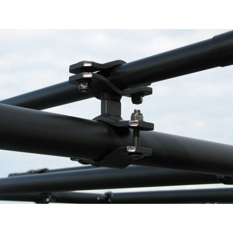 Garvin Adventure Roof Rack, Yakima or Thule Crossbars adapters, view of them installed on rack, model 44087 and 44085