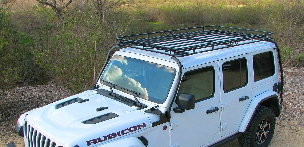 Garvin Jeep Wrangler Expedition Roof Rack on White Rubicon 4 Door